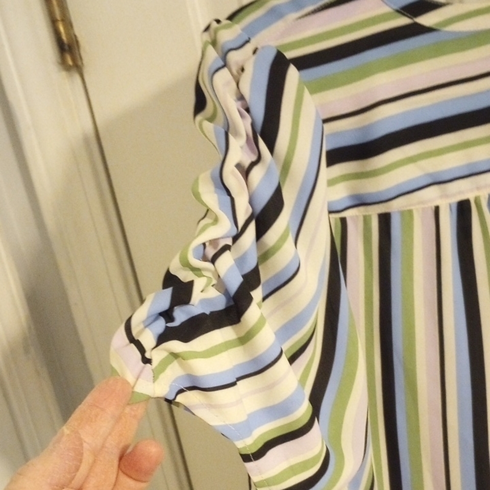Torrid Blue and Green Striped Blouse - Picture 4 of 5